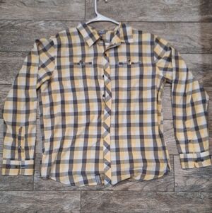 LRG Men's Yellow and Gray Checkered Shirt